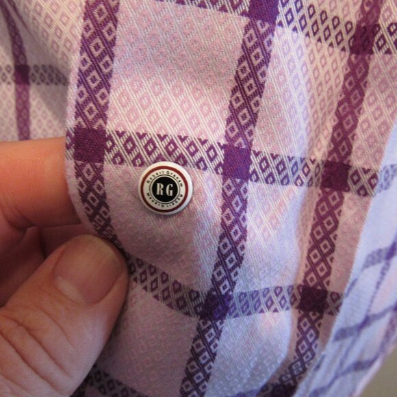 Robert Graham Shirt Purple Checks Diamond Shell Flip Cuffs Medium Never Worn EUC - Picture 9 of 13